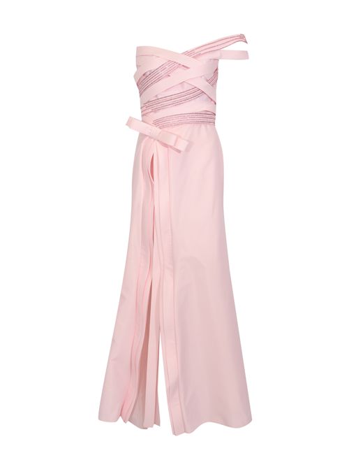 Abito lungo Perli 99093 in taffetà con strass TARIK EDIZ | 99093ICE PINK